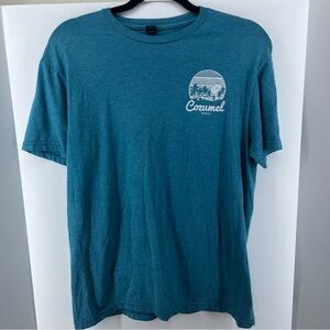 Gildan Teal Conzumel Mexico T-Shirt, Women's Size Medium, Colorful on Back